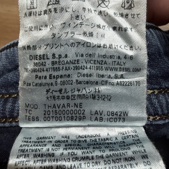 Diesel Jogg Jeans Men 30x32 Blue Thavar-NE Slim Skinny Stretch Distressed 0842W - Picture 10 of 15